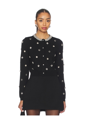 Alice + Olivia Dollie Embellished Cardigan in Black. Size M. Also in S, XS.