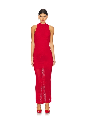 fleur du mal Lace Pointelle Knit Racer Dress in Red. Size L. Also in M.