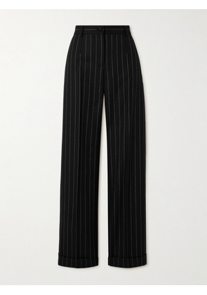 Dolce & Gabbana - Striped Wool-blend Straight-leg Pants - Black - IT40,IT42,IT44,IT46,IT48,IT50,IT52