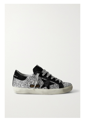 Golden Goose - Superstar Distressed Glittered Leather And Suede Sneakers - Silver - IT35,IT36,IT37,IT38,IT39,IT40,IT41,IT42