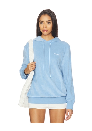 Hunza G Towelling Embroidered Hoodie in Baby Blue. Size L. Also in M, S.