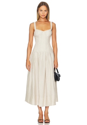 NICHOLAS Makenna Drop Waist Corset Midi Dress in Tan. Size 12. Also in 10.