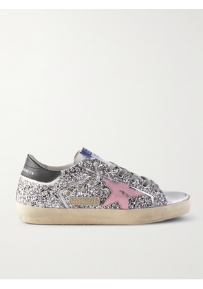 Golden Goose - Superstar Distressed Metallic Glittered Leather Sneakers - Silver - IT35,IT36,IT37,IT38,IT39,IT40,IT41,IT42