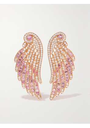 Garrard - Wings Embrace 18-karat Rose Gold, Sapphire And Diamond Earrings - One size
