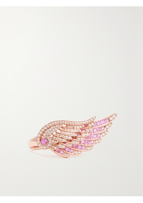 Garrard - Wings Embrace 18-karat Rose Gold, Sapphire And Diamond Ring - Pink - 52,53