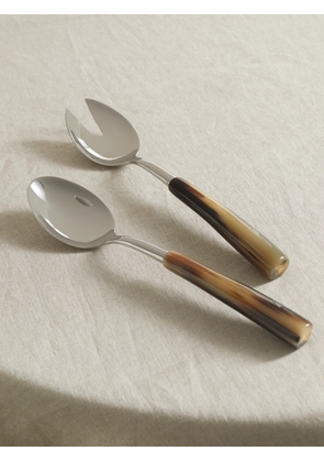 Brunello Cucinelli - Set Of Two Silver And Horn Serving Spoons - Brown - One size