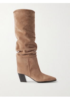 Jimmy Choo - Hart Stitch 60 Suede Knee Boots - Brown - IT36,IT36.5,IT37,IT37.5,IT38,IT38.5,IT39,IT39.5,IT40,IT40.5,IT41,IT41.5,IT42