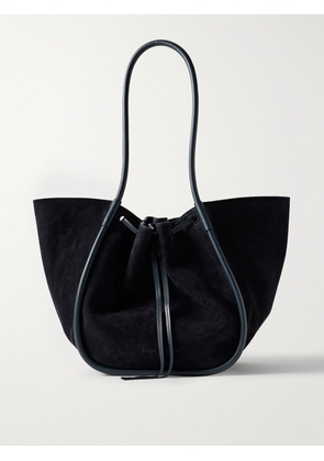 Proenza Schouler - Large Leather-trimmed Ruched Suede Tote - Blue - One size
