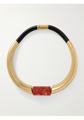Isabel Marant - Gold-tone, Leather And Resin Choker - Orange - One size