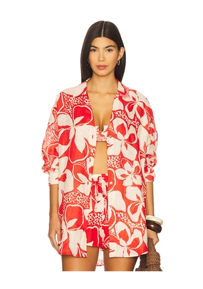 LSPACE Rio Tunic Shirt in Red. Size M/L. Also in XL, XS/S.