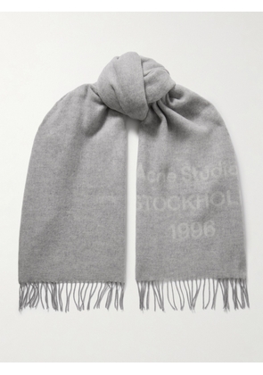Acne Studios - Fringed Wool-jacquard Scarf - Gray - One size