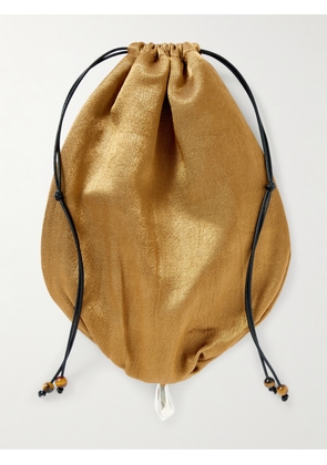 Sophie Buhai - Teardrop Embellished Satin Drawstring Pouch - Metallic - One size