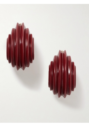 Julietta - + Cassetto Resin Clip Earrings - Burgundy - One size