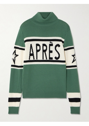 Perfect Moment - Schild Intarsia Merino Wool Turtleneck Sweater - Green - x small,small,medium,large