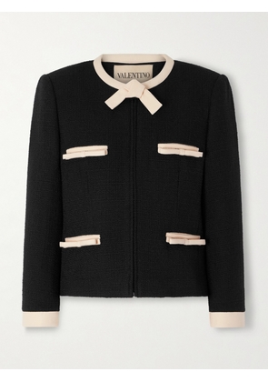 Valentino Garavani - Bow-detailed Wool-blend Tweed Jacket - Black - IT36,IT38,IT40,IT42,IT44,IT46