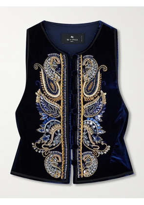 Etro - Embroidered Embellished Velvet Vest - Purple - IT36,IT38,IT40,IT42,IT44,IT46,IT48