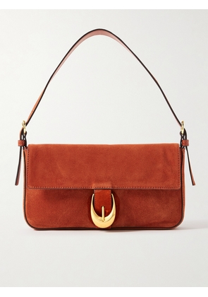 STAUD - Harlow Buckled Suede Shoulder Bag - Red - One size