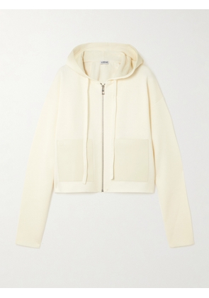 LOEWE - Leather-trimmed Wool-blend Hoodie - White - x small,small,medium,large