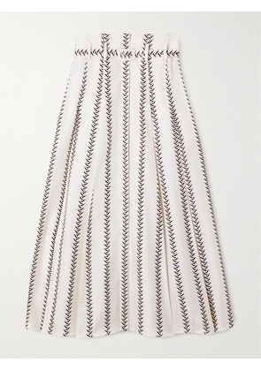 Gabriela Hearst - Dugald Belted Pleated Printed Silk Midi Skirt - Ivory - IT36,IT38,IT40,IT42,IT44,IT46,IT48