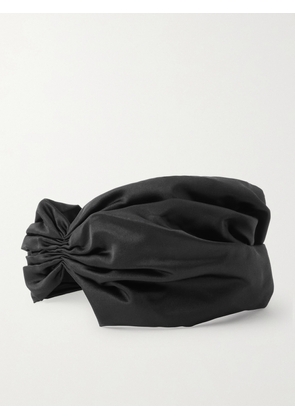 Jennifer Behr - Dinah Gathered Duchesse Silk-satin Headband - Black - One size