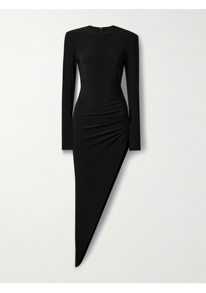 Norma Kamali - Asymmetric Ruched Stretch-jersey Dress - Black - xx small,x small,small,medium,large,x large