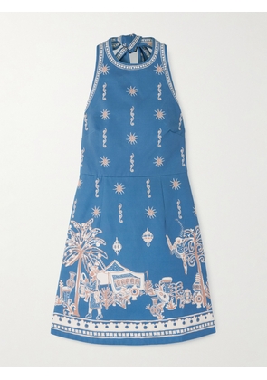 ALÉMAIS - Acacia Printed Organic Cotton-drill Mini Dress - Blue - UK 4,UK 6,UK 8,UK 10,UK 12,UK 14,UK 16