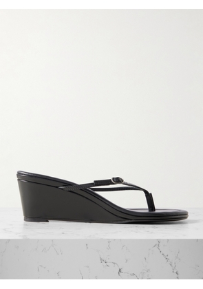 ST. AGNI - Petit Belt Recycled-satin Wedge Sandals - Black - IT35,IT36,IT37,IT38,IT39,IT40,IT41,IT42