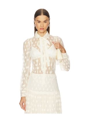 Ulla Johnson Soraya Neck-tie Blouse in Cream. Size 12. Also in 0, 10, 2, 4, 6.