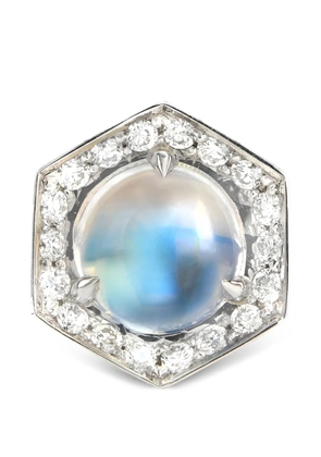 LILY GABRIELLA Hex moonstone and diamond pendant charm - Silver