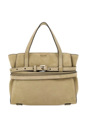Moschino Tie Me buckle-suede tote bag - Neutrals