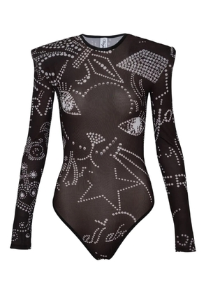 Vaquera printed shoulder-pad top - Black