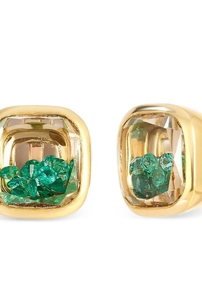 Moritz Glik 18K yellow gold Neue Cushion emerald stud earrings