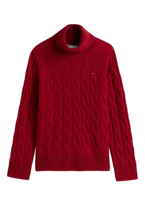Tommy Hilfiger cable-knit roll-neck sweater - Red