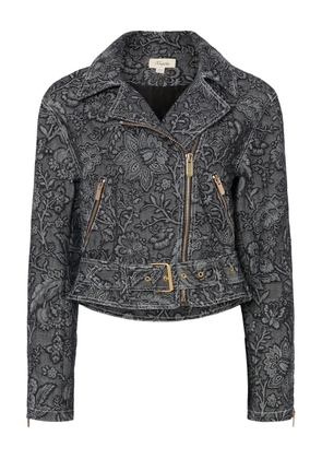 Temperley London floral-print belted biker jacket - Black