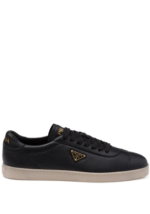 Prada triangle-logo leather sneakers - Black