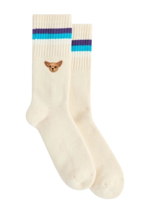 Sundek x Pelo Foundation striped dog-embroidered socks - Neutrals