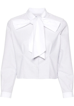 Thom Browne pussy-bow collar cotton blouse - Grey