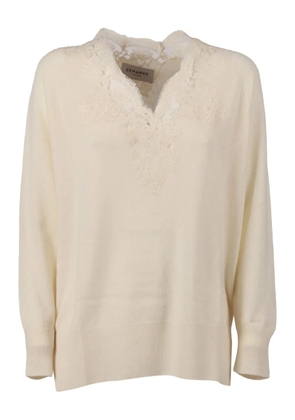 Ermanno Scervino lace V-neck sweater - Neutrals