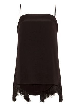 Adam Lippes fringed silk vest top - Black