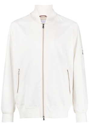 Brunello Cucinelli zip-fastening cotton bomber jacket - White