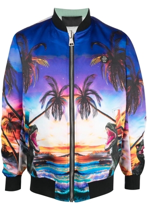 Philipp Plein Hawaii printed bomber jacket - Blue