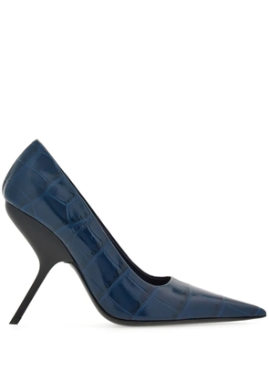 Ferragamo Eva 120mm crocodile-effect pumps - Blue