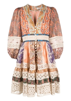ZIMMERMANN Devi paisley-print linen minidress - Neutrals