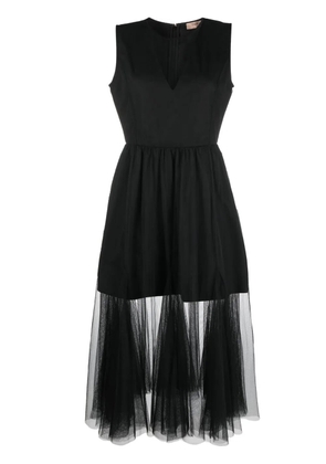 TWINSET tulle-trim sleeveless midi dress - Black