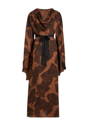 Karl Lagerfeld fan-print kaftan maxi dress - Brown