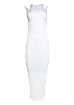 Mugler plaque detail maxi knitted dress - White