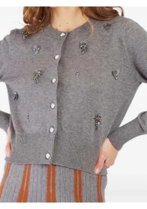 Derhy Beverly pearl-embellished ribbed cardigan - Grey