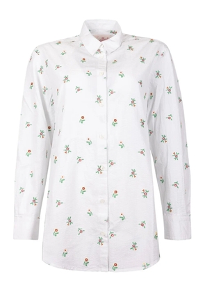 MC2 Saint Barth floral-embroidered button-fastening shirt - White