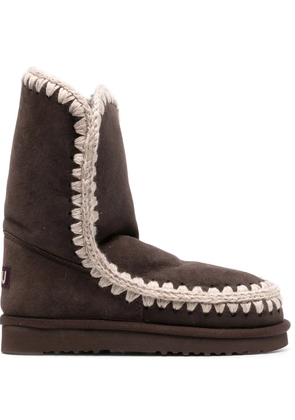 Mou logo-patch suede boots - Brown