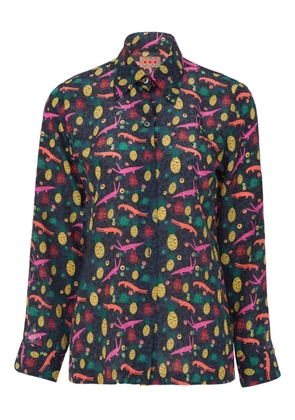 Lhd pineapple alligator print blouse - Blue